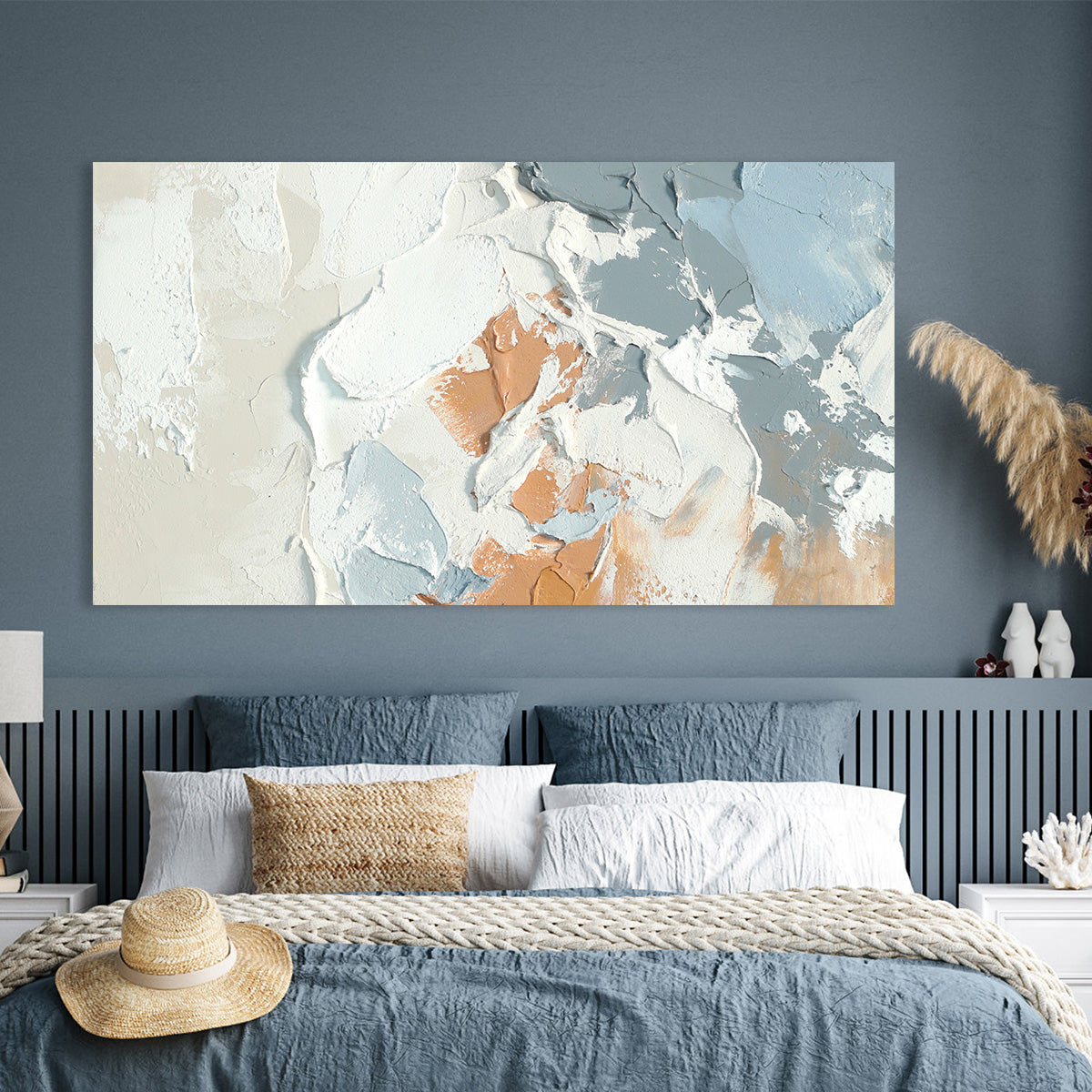 Textured Abstract Canvas Art - Warm Neutral and Gray Tones