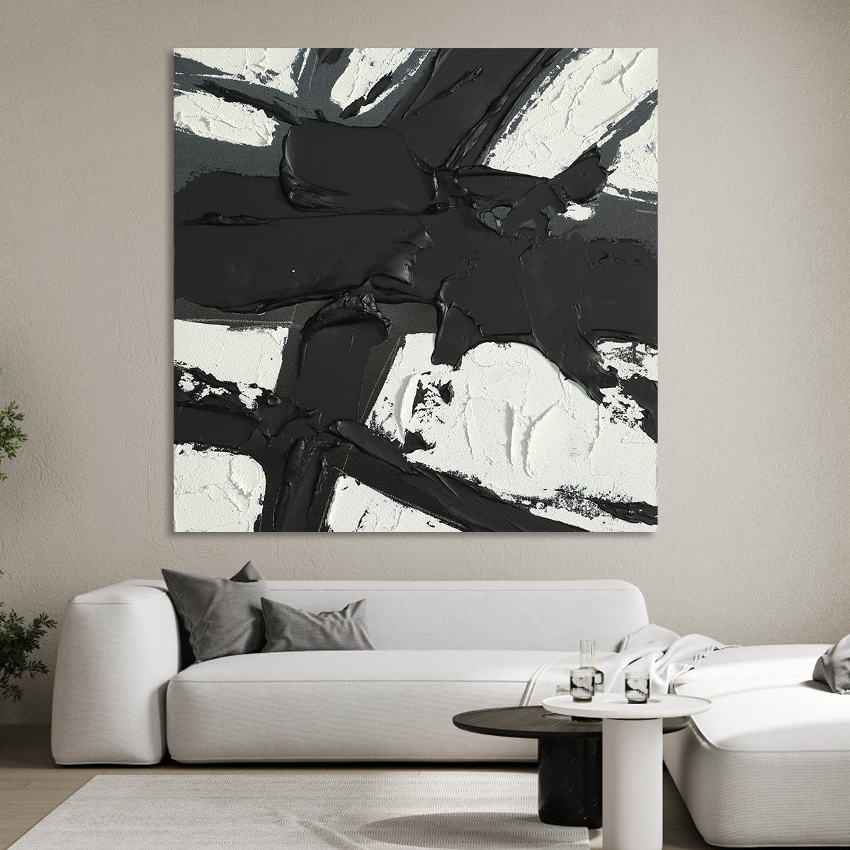 Bold Monochrome Abstract Canvas