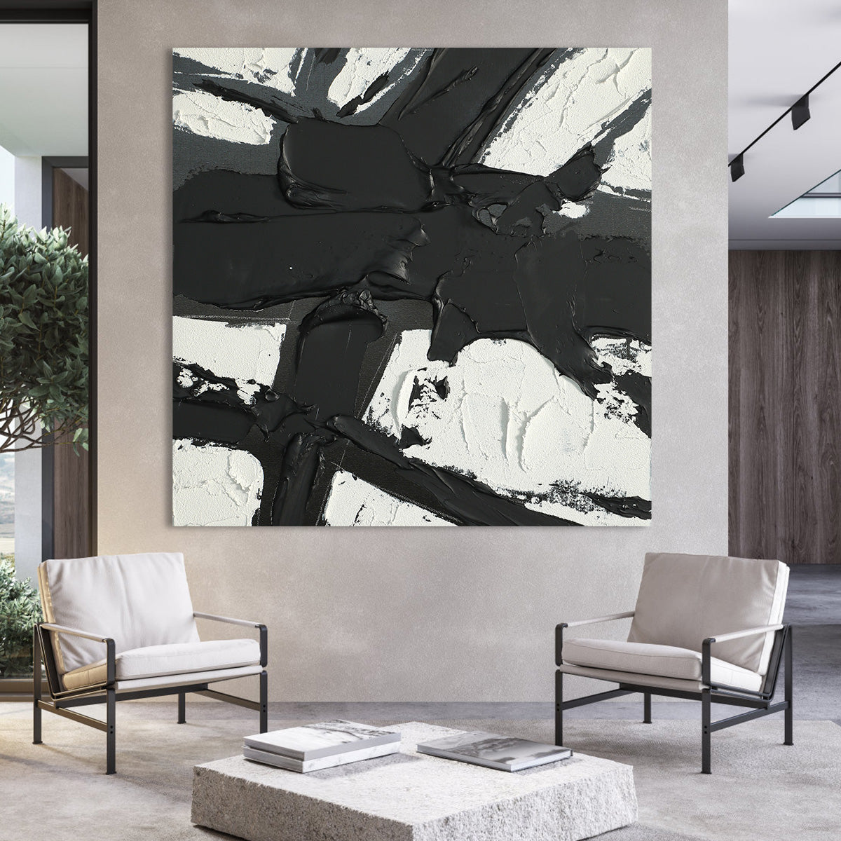 Bold Monochrome Abstract Canvas