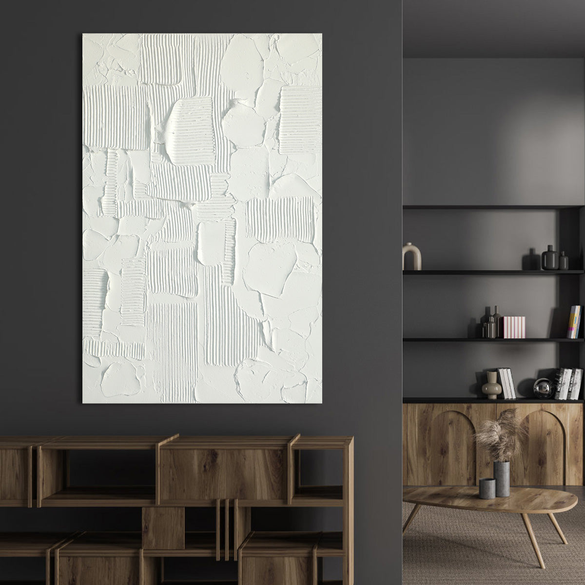 Geometric White Texture Canvas