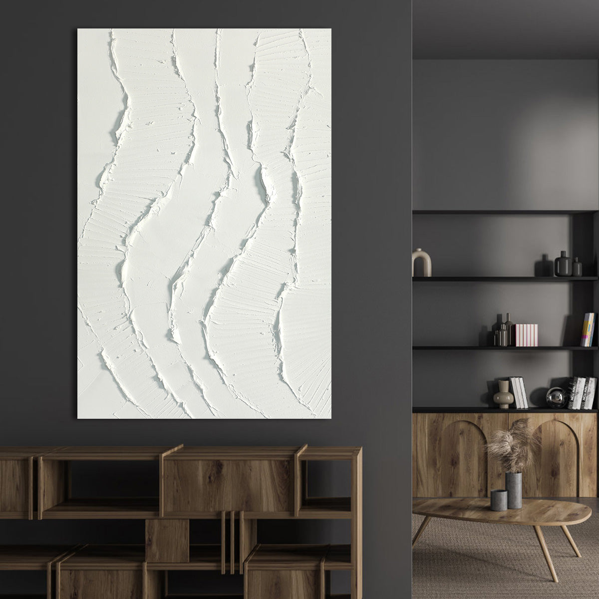 Serene White Texture Canvas