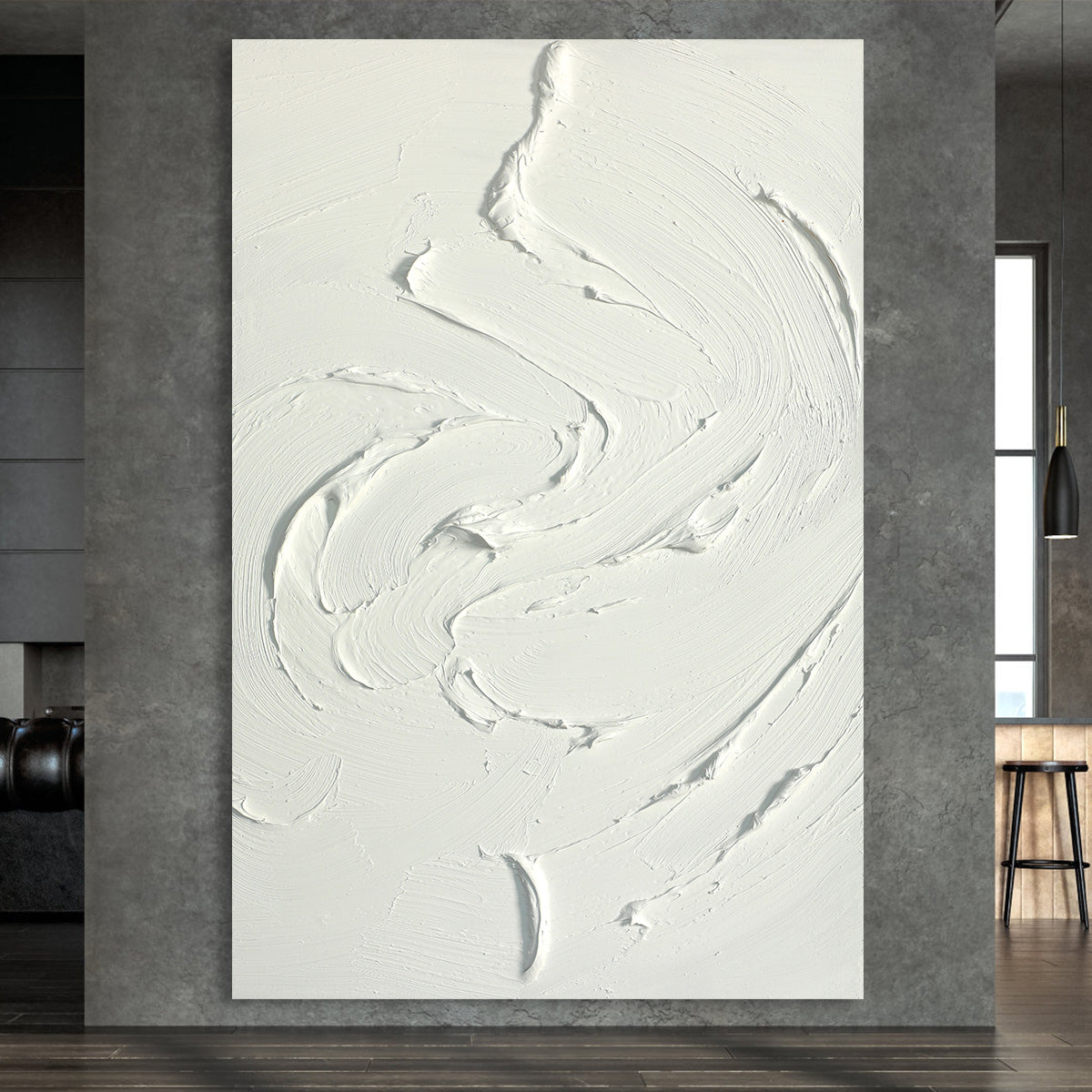 Swirling White Texture Canvas