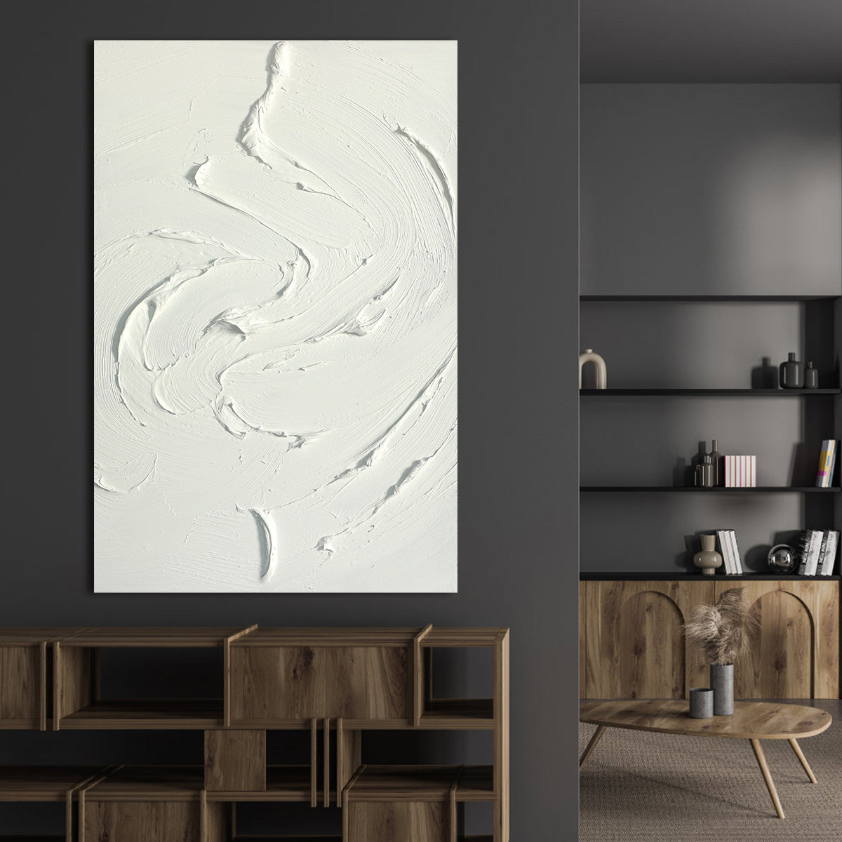 Swirling White Texture Canvas