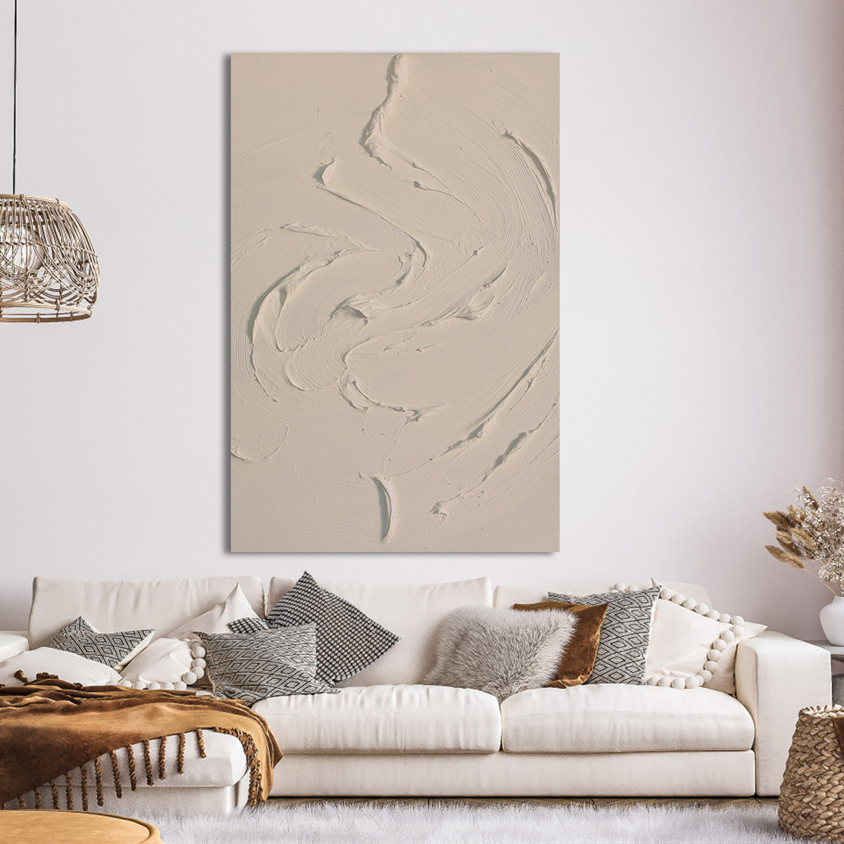 Beige Swirling Texture Canvas