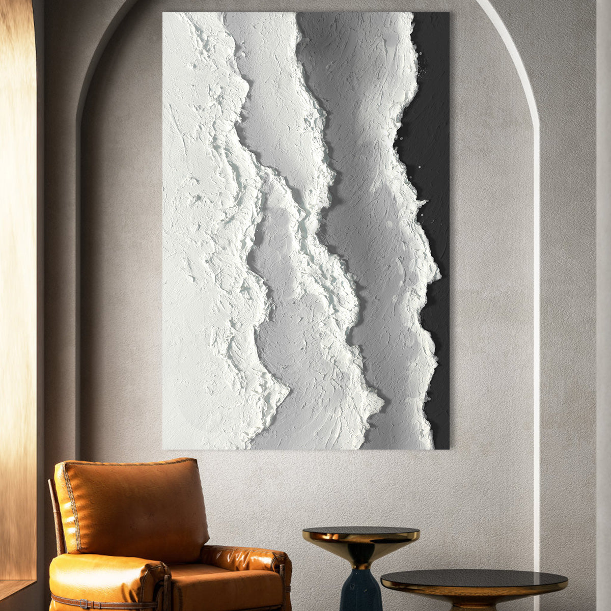 Monochrome Ridges Canvas Art