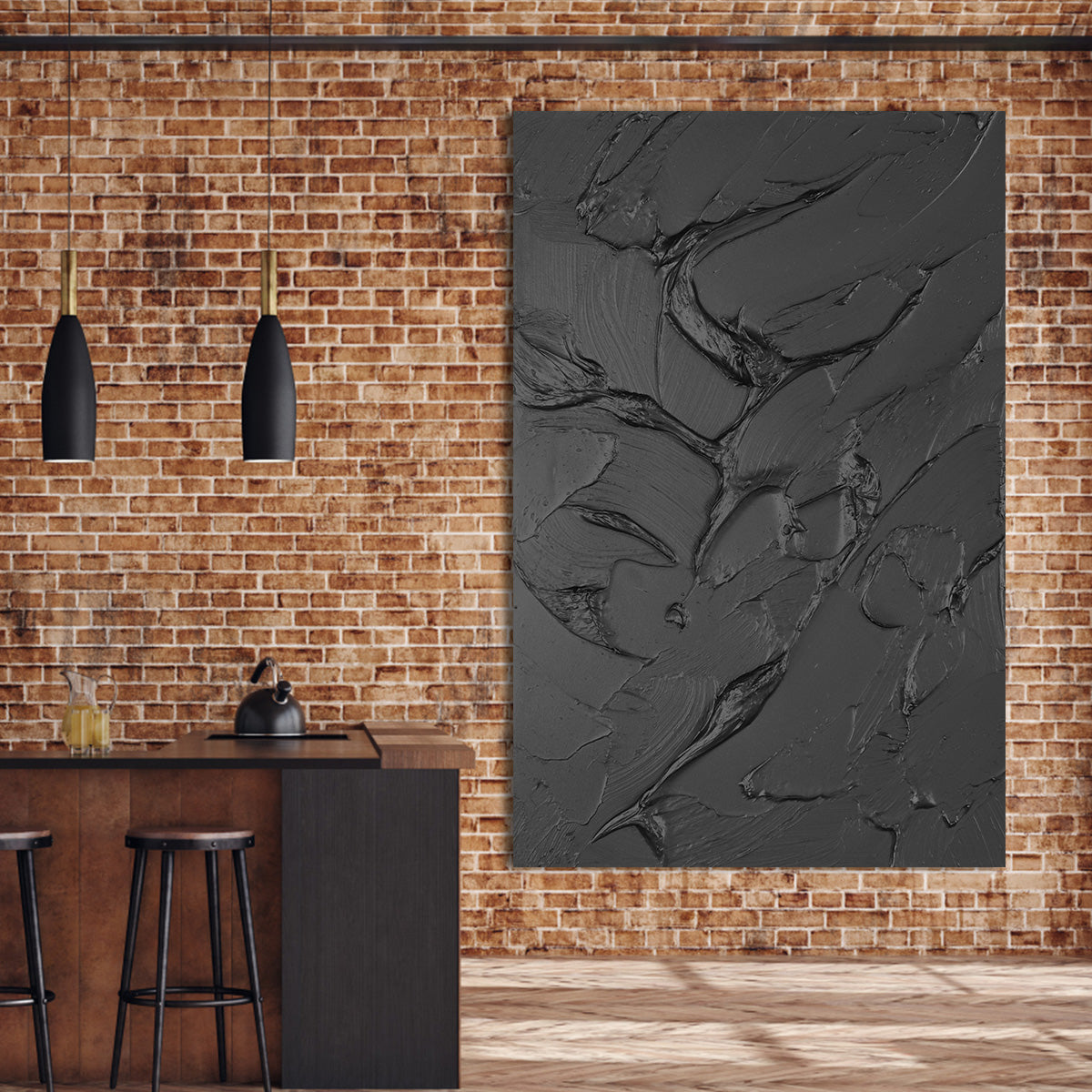 Black Texture Abstract Canvas