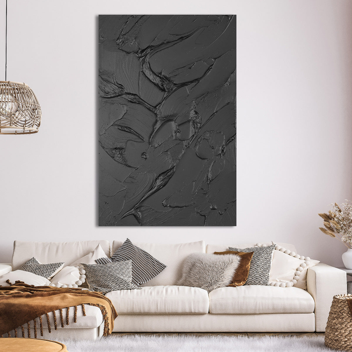 Black Texture Abstract Canvas