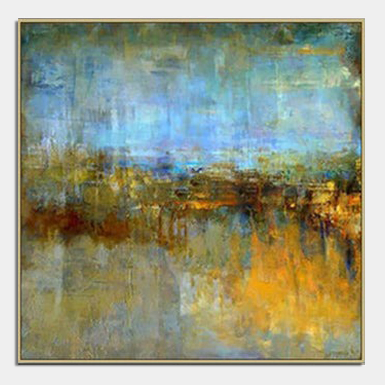 Abstract Gold and Blue – Modern Blue and Gold Wall Art