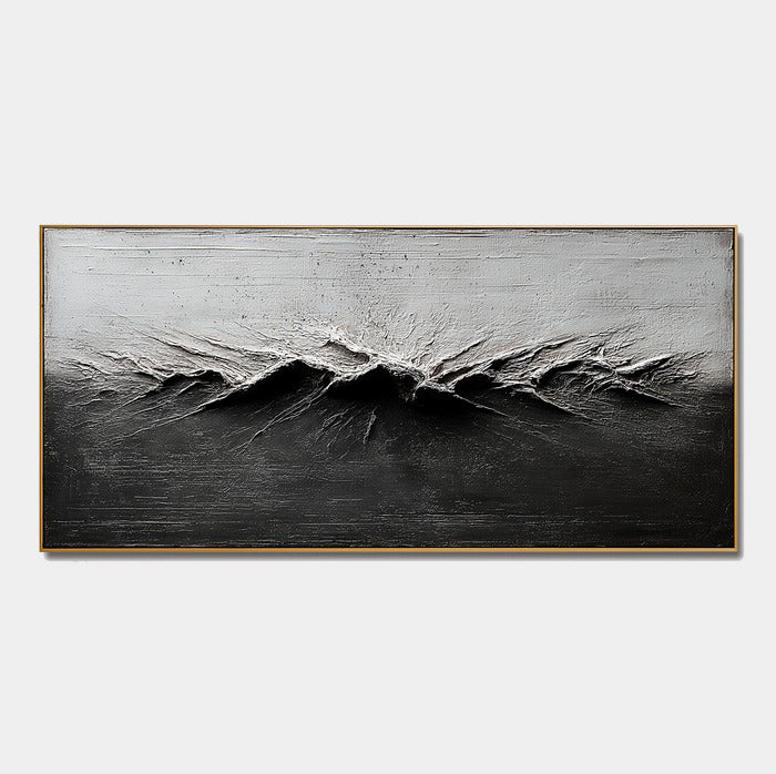 Abstract Ocean Wave Wall Art – Textured Black and White Seascape
