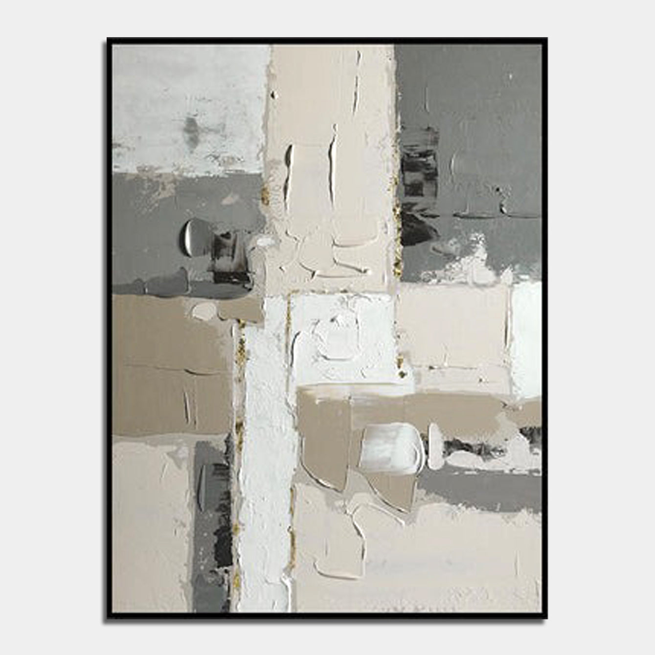 Abstract Textured Beige & Gray Canvas