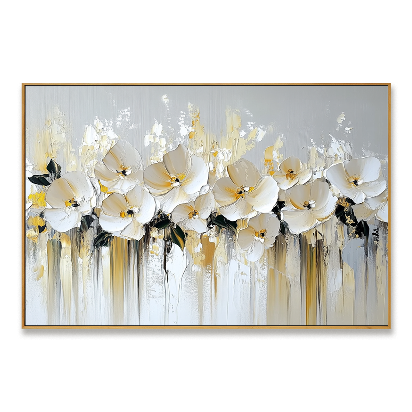 Large Textured White Orchid Oil Painting – Hand-Painted Floral Canvas Wall Art Modern Decor