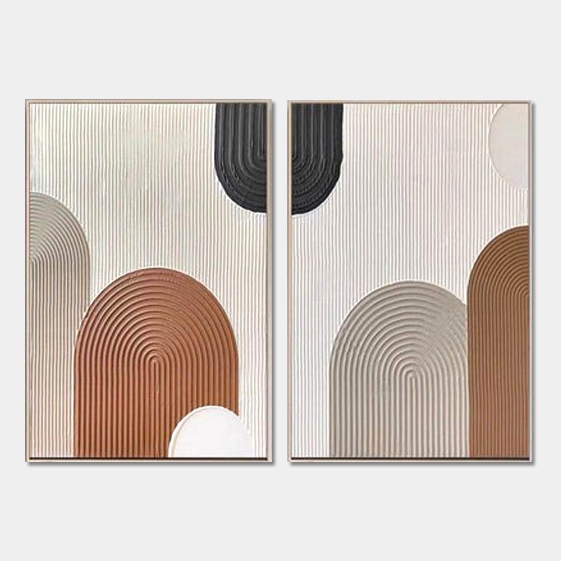 Crescent Arcs Abstraction - Textured Abstract Wall Art