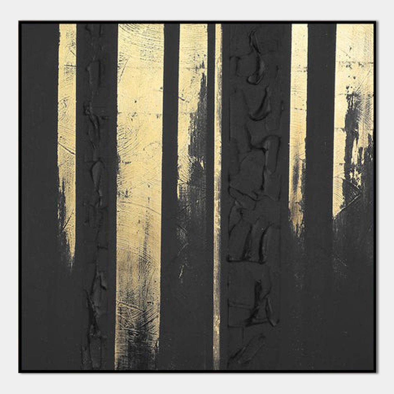 Eclipse of Gold - Black and Gold Textured Abstract Canvas