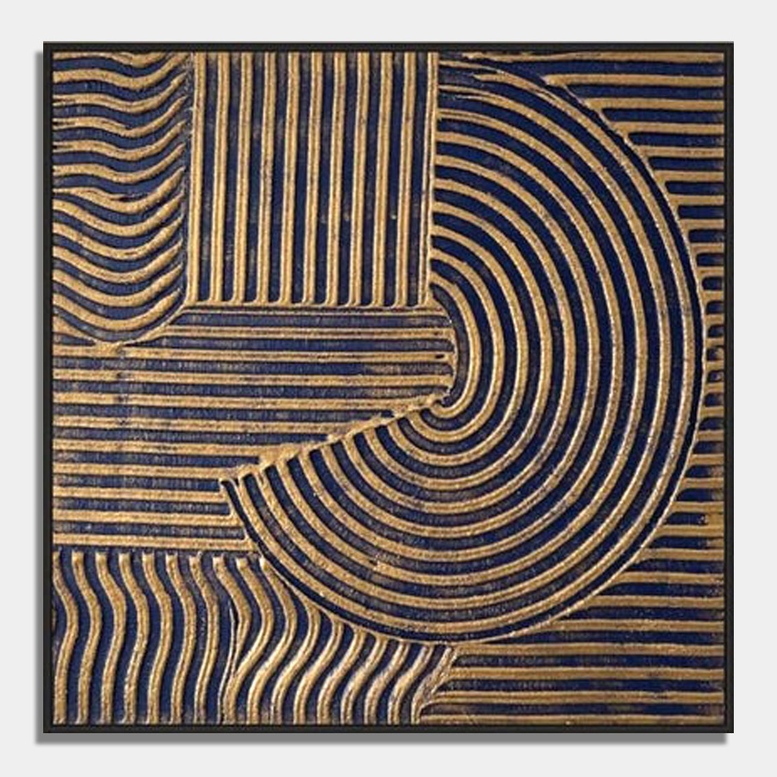 Golden Spirals of Harmony – Black and Gold Canvas Wall Art