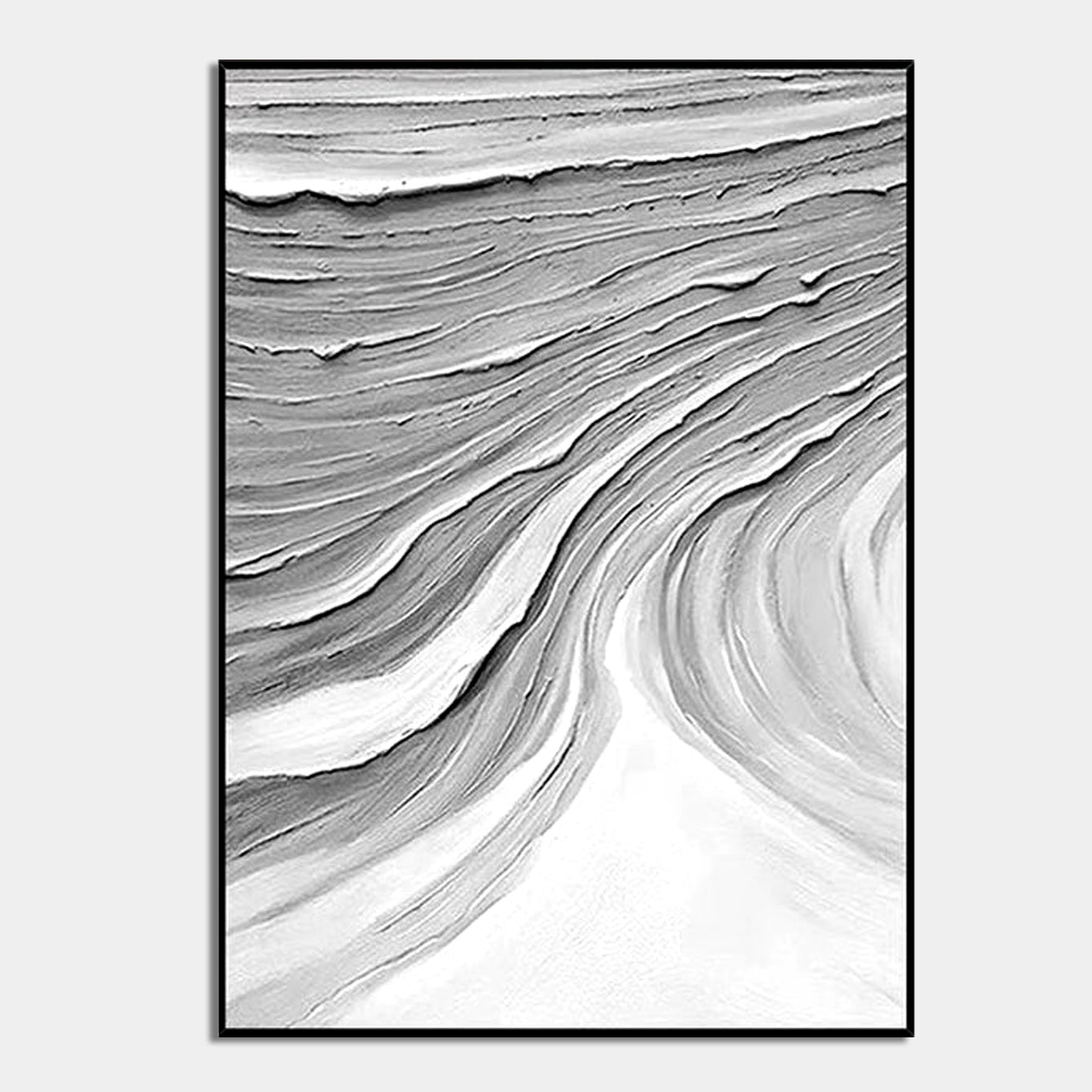 Gray Waves Textured Painting