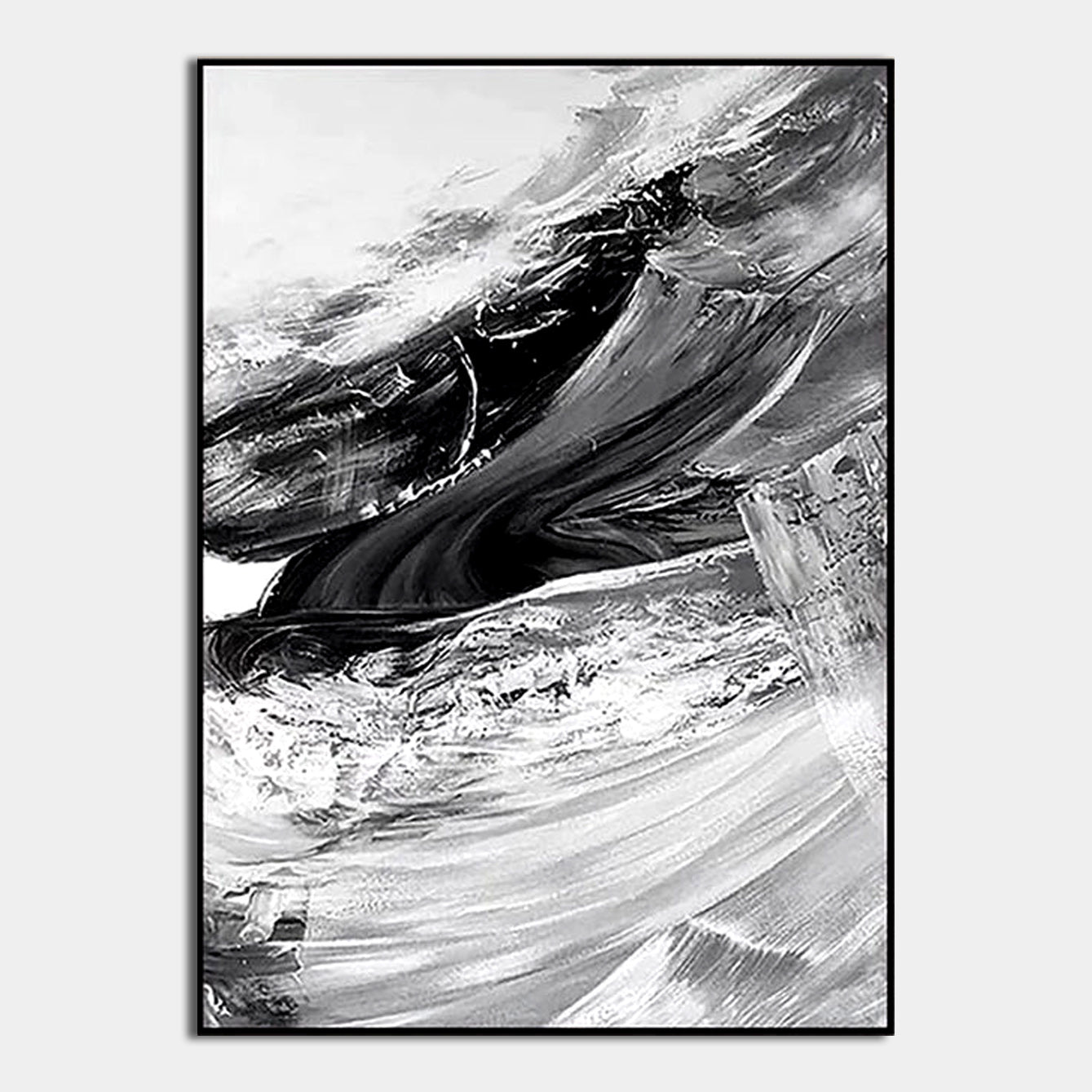 Gray and White Brushstrokes Oil Painting