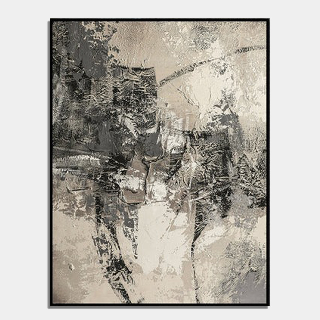 Monochrome Abstract Textured Oil Painting