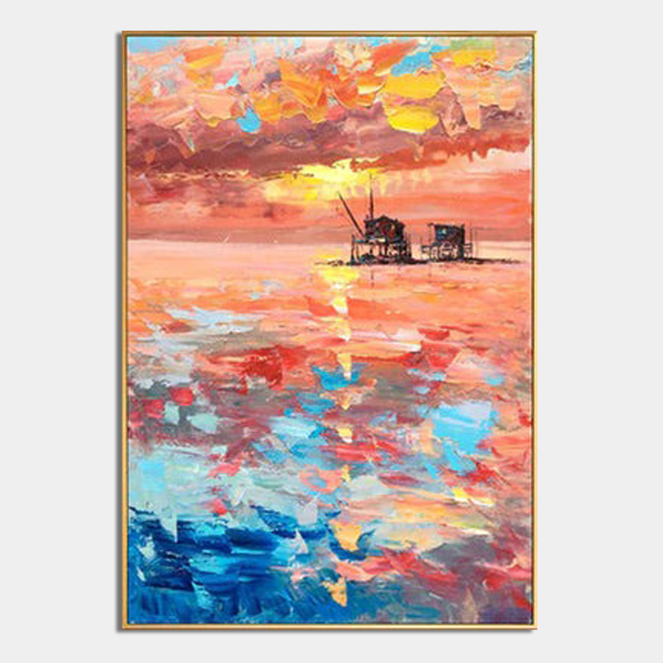 Pink Sky and Sunset – Colorful Wall Art Abstract Painting
