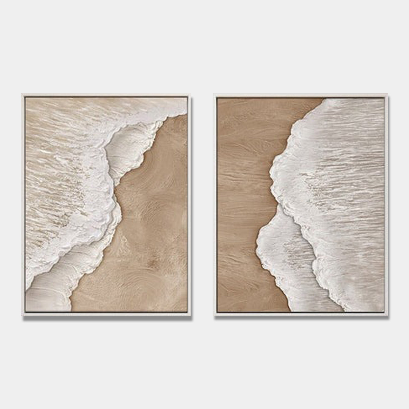 Serene Duality Panels – Abstract Ocean Wave Painting