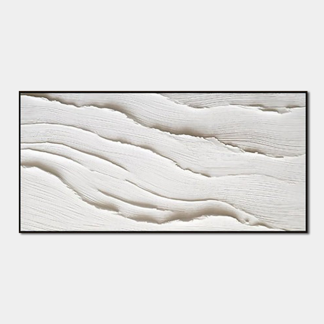 Serene White Currents – Modern Plaster Art Texture Painting