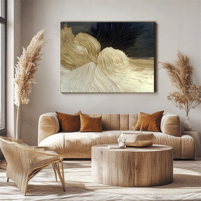 Golden Bloom: Abstract Canvas