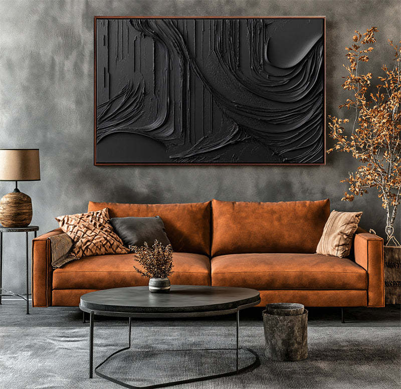 Abstract All-Black Textured Art-241458