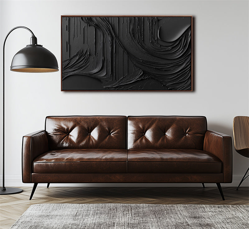 Abstract All-Black Textured Art-241458