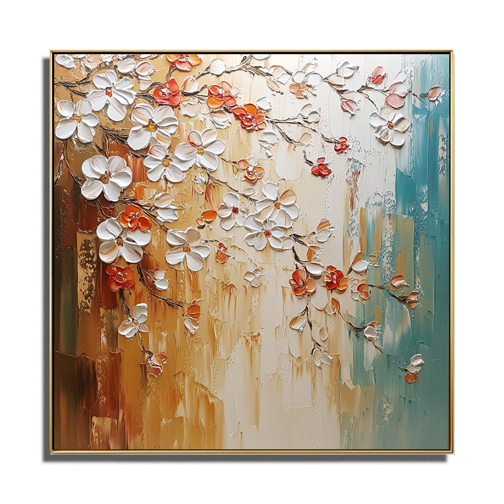 Golden Bloom Textured Painting-wp241838