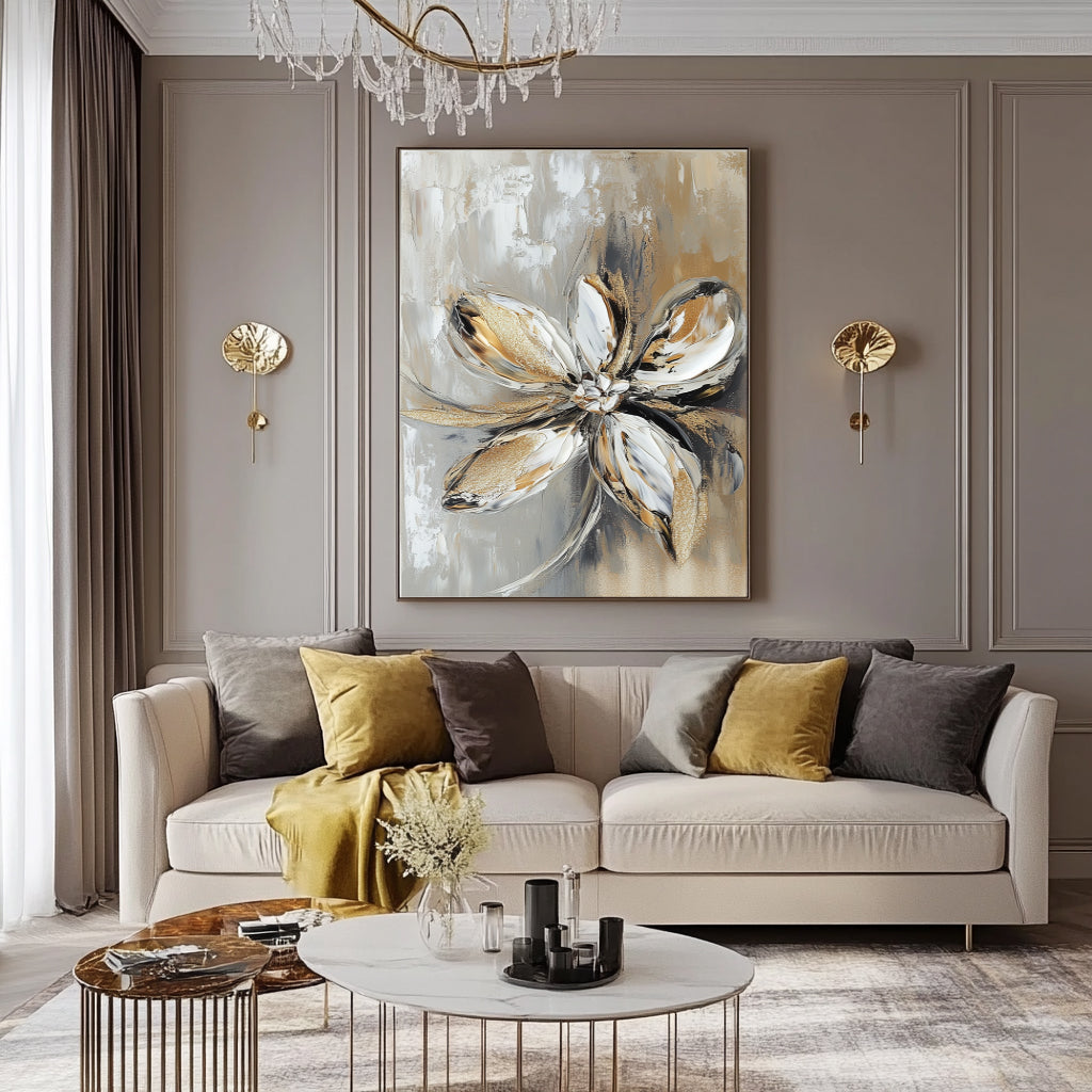 Golden Bloom Abstract Art