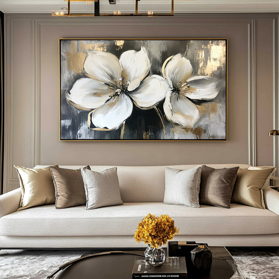 Twin Blooms Abstract Canvas