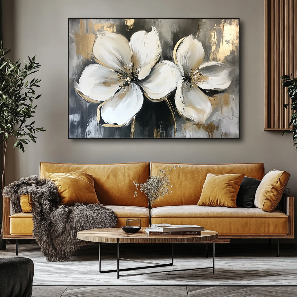 Twin Blooms Abstract Canvas