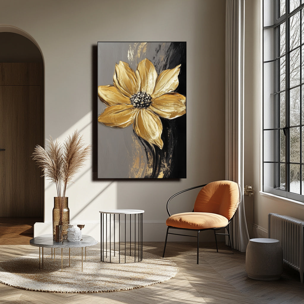 Golden Radiance: Textured Bloom-wp241958