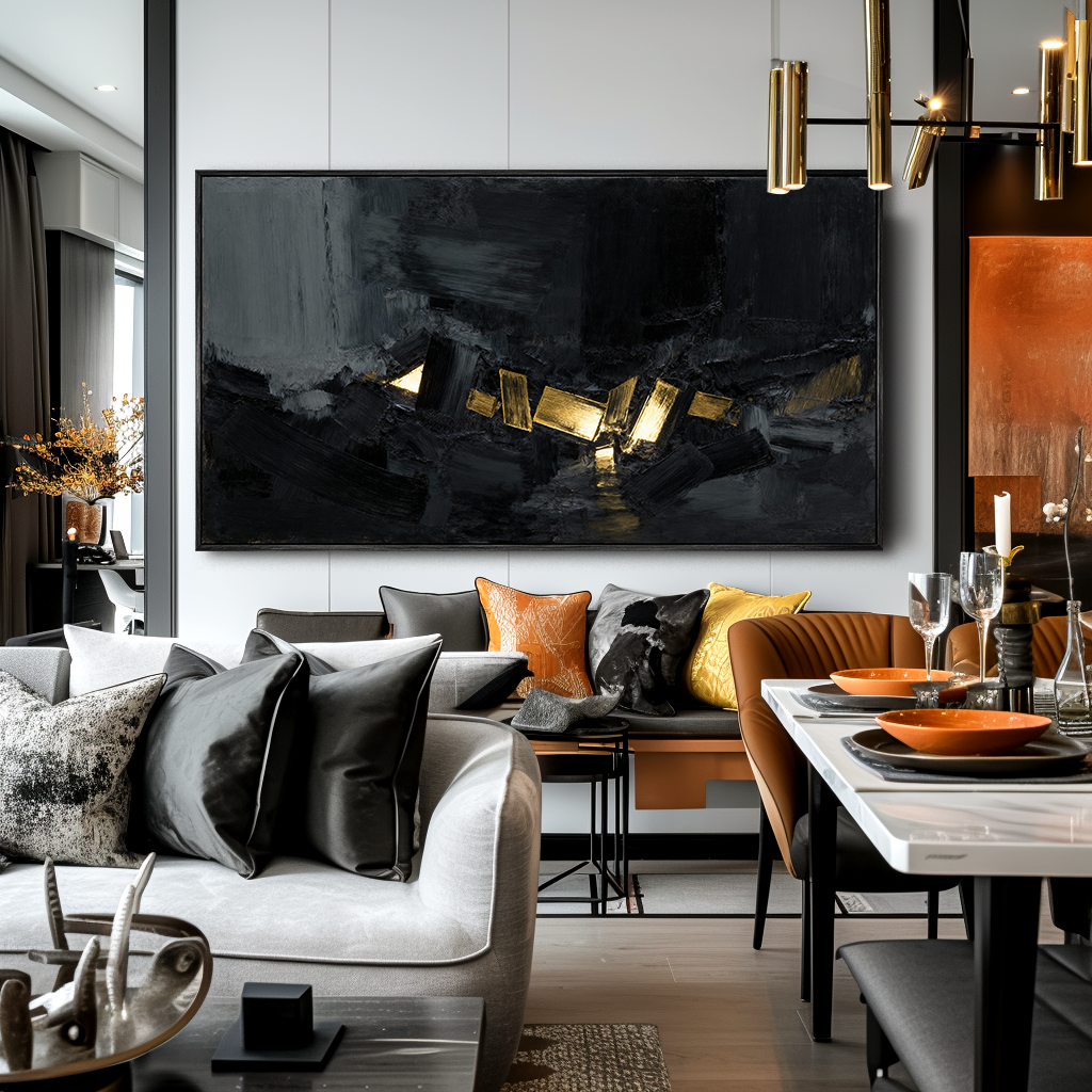 Abstract Wabi Texture Black time AG069