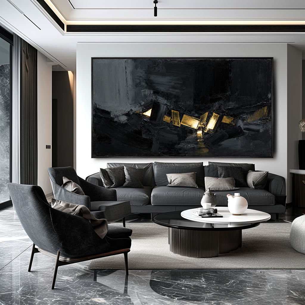 Abstract Wabi Texture Black time AG069