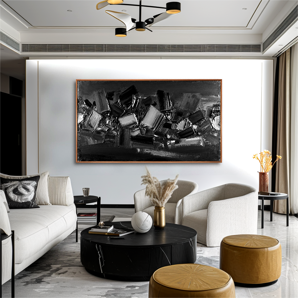 Abstract Wabi Texture Black time AG067