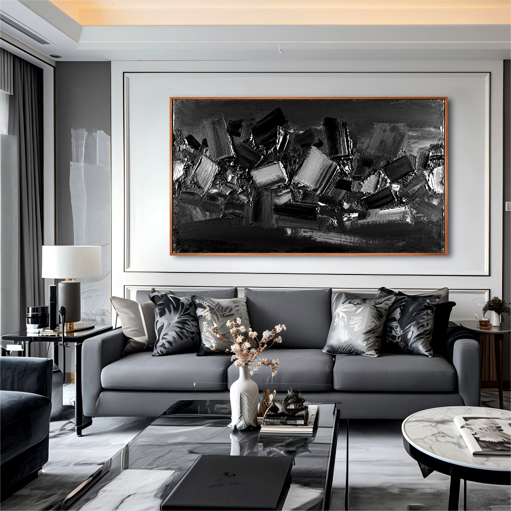 Abstract Wabi Texture Black time AG067