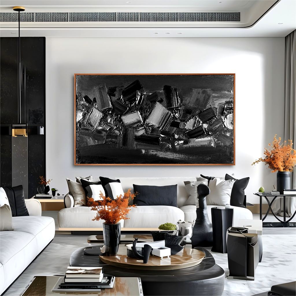 Abstract Wabi Texture Black time AG067