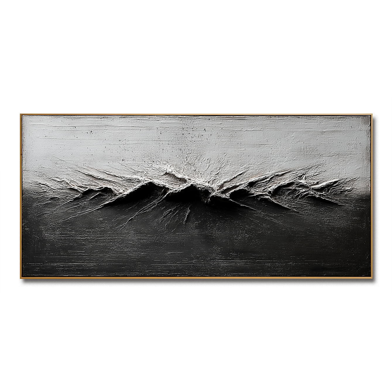 Abstract Ocean Wave Wall Art – Textured Black and White Seascape