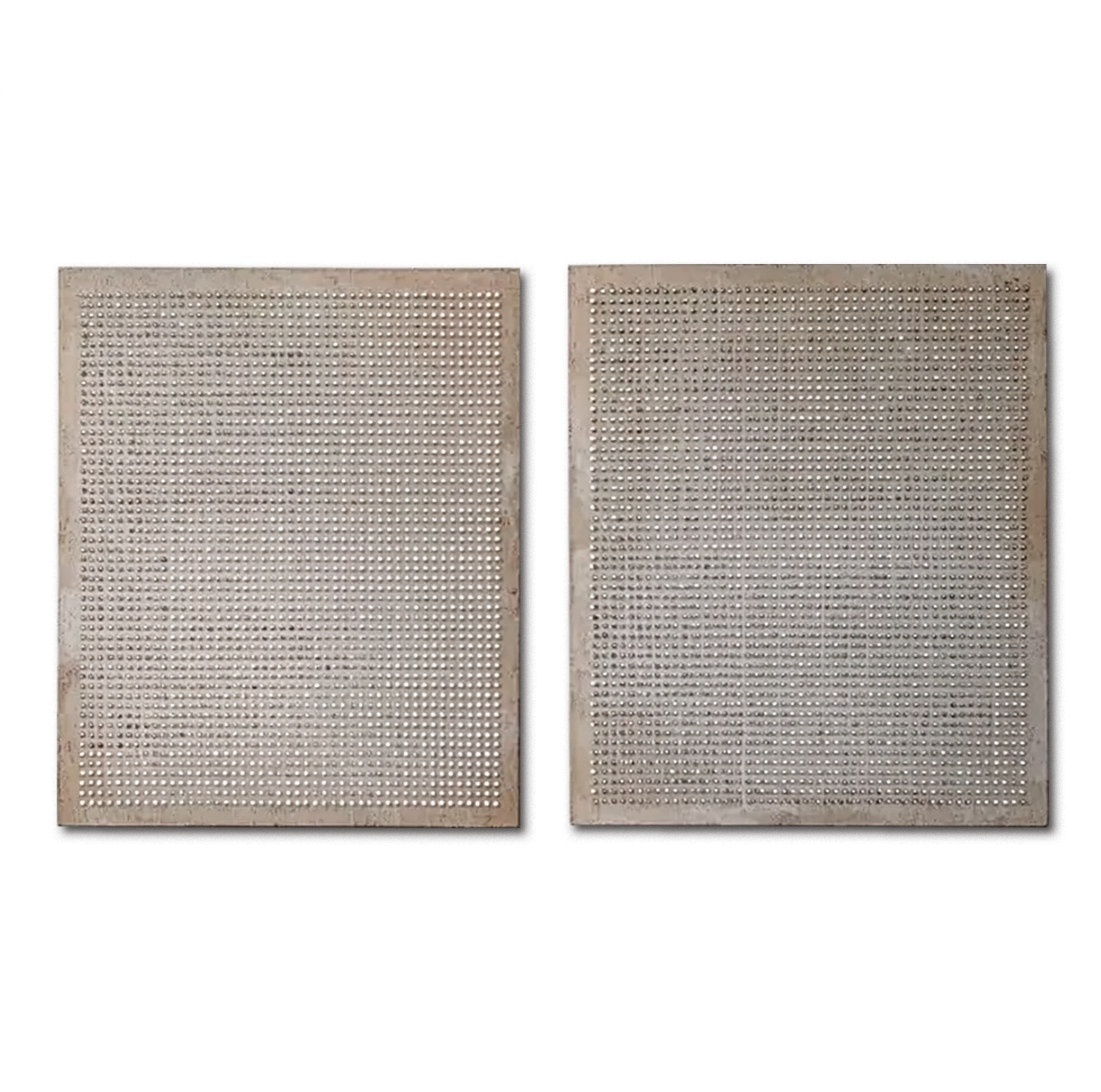 Large Minimalist Textured Diptych Wall Art – Modern Abstract Grid Canvas Set Neutral Contemporary Decor