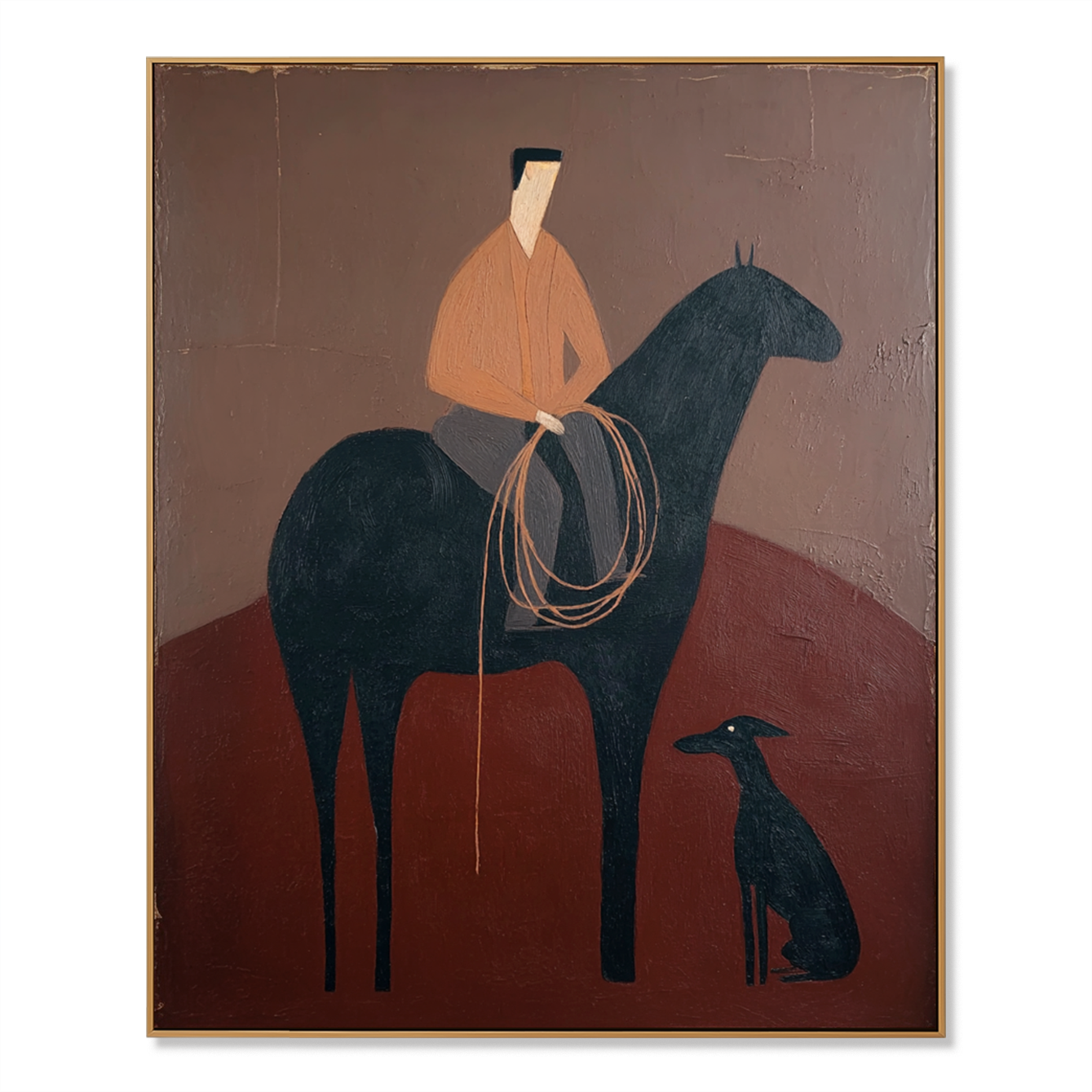 Narrative Figurative Wall Art – Rider, Horse, and Dog