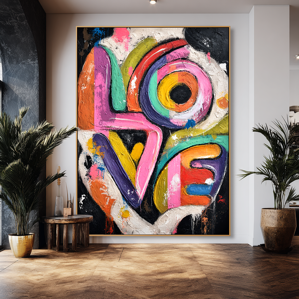 Bold Abstract Textured Wall Art with Expressive Color and Movement