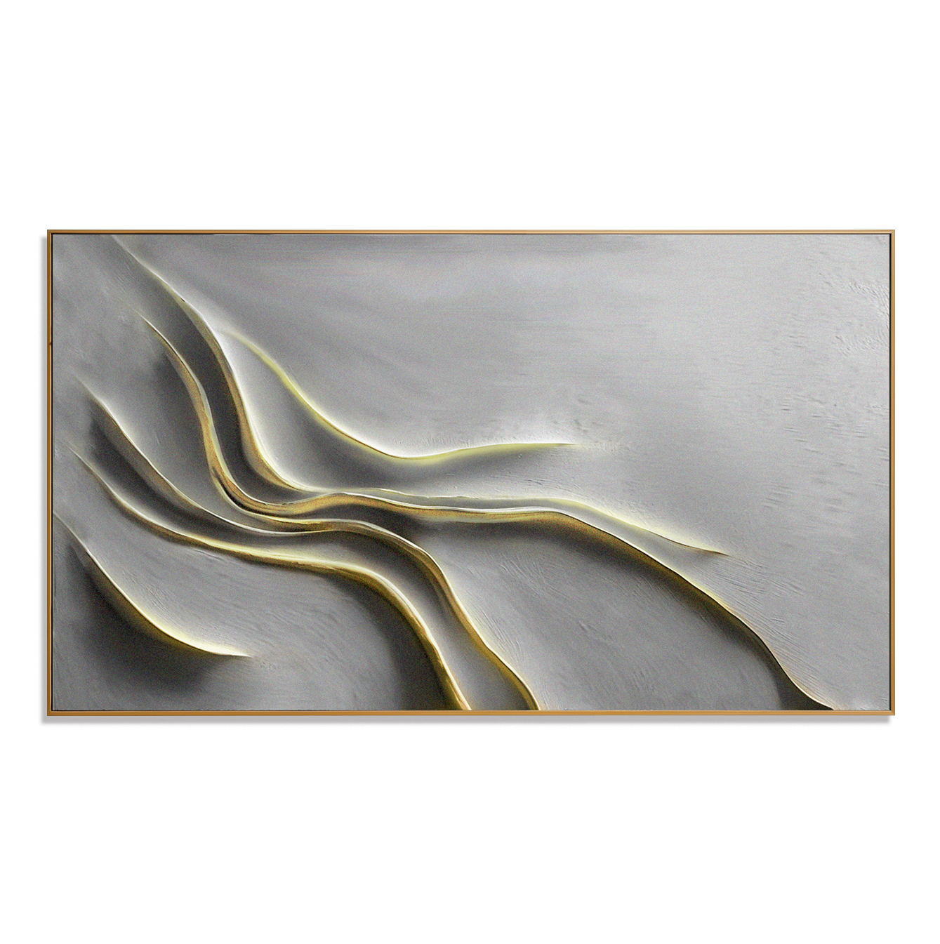 Flowing Minimalist Textured Wall Art with Soft Gold Accents