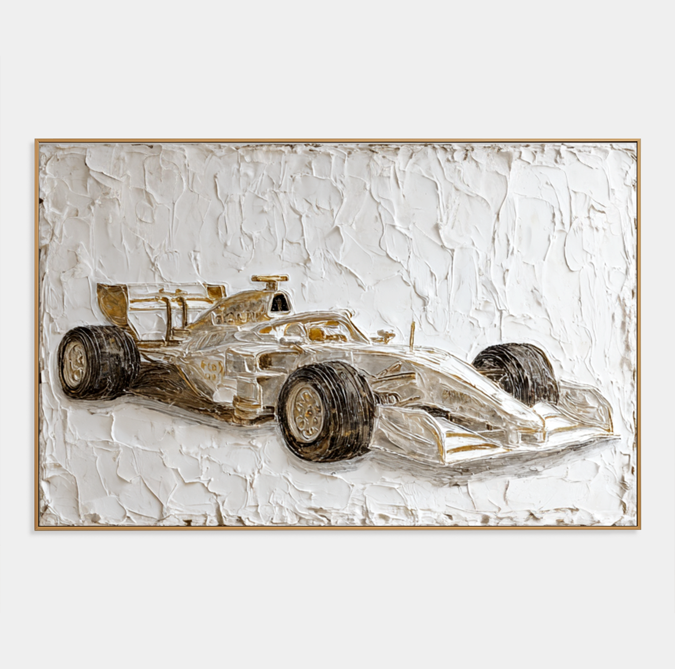 Large Textured Formula Racing Car Wall Art – Hand-Painted Motorsport Canvas Painting Modern Office Decor