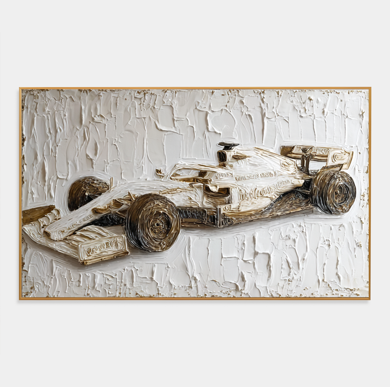 Large Textured Formula Racing Car Wall Art – Hand-Painted Motorsport Canvas Painting Modern Office Decor