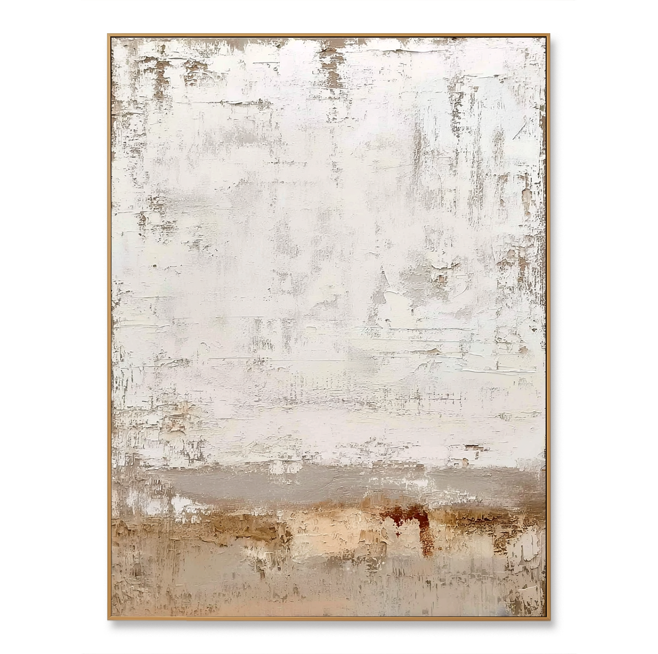 Abstract textured canvas art with soft white and beige tones, neutral and calming design.