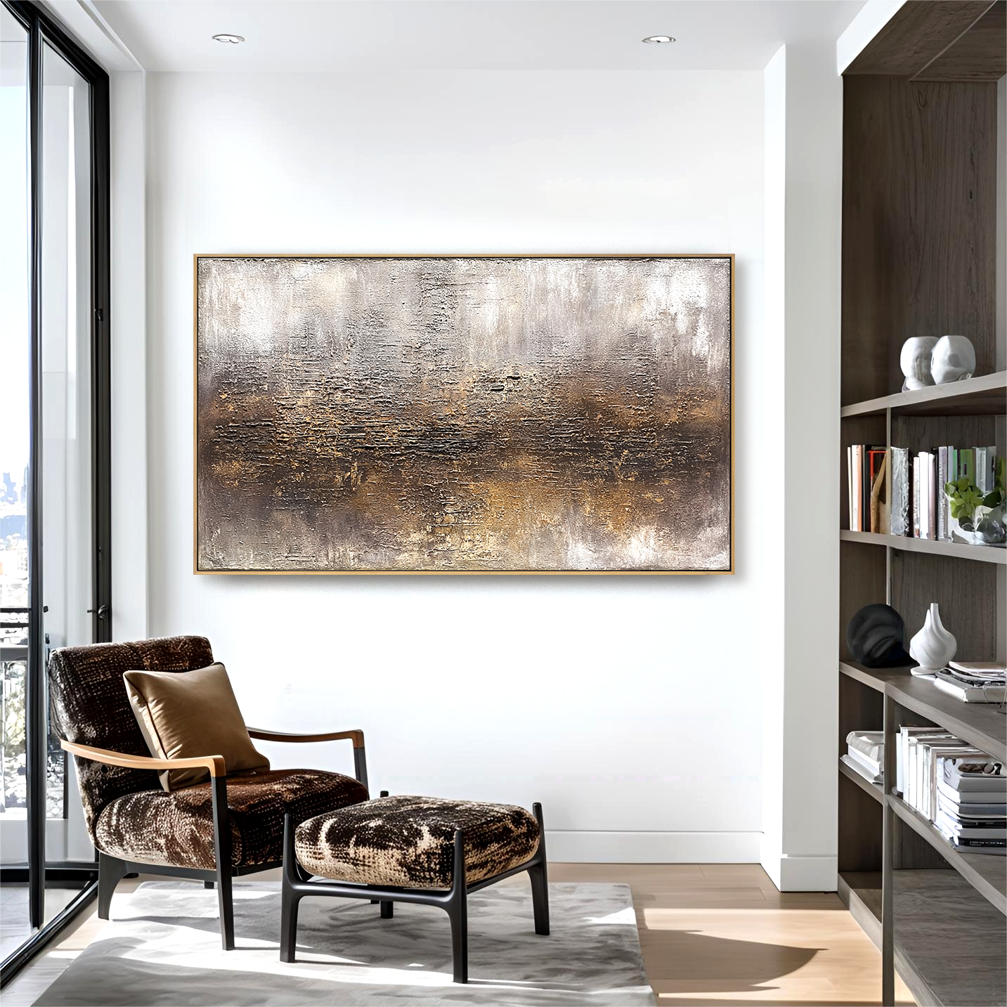 Abstract textured landscape with gold and brown tones