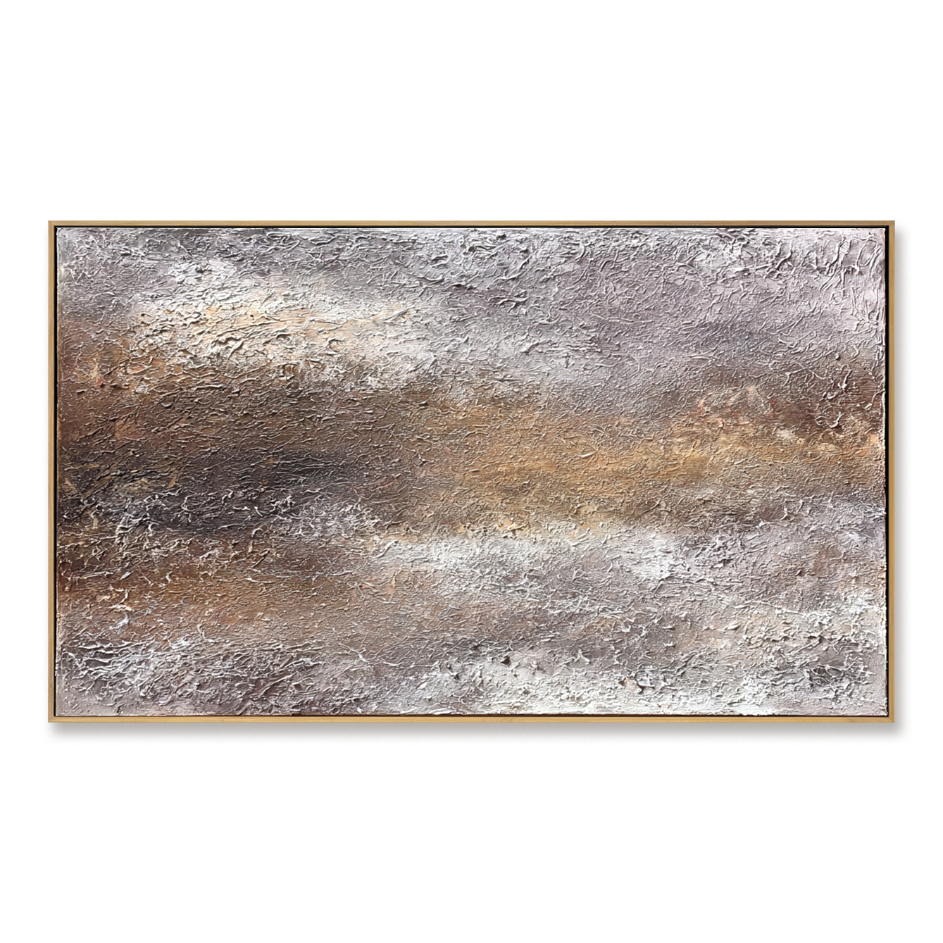 Abstract textured landscape in metallic silver, bronze, and gray tones