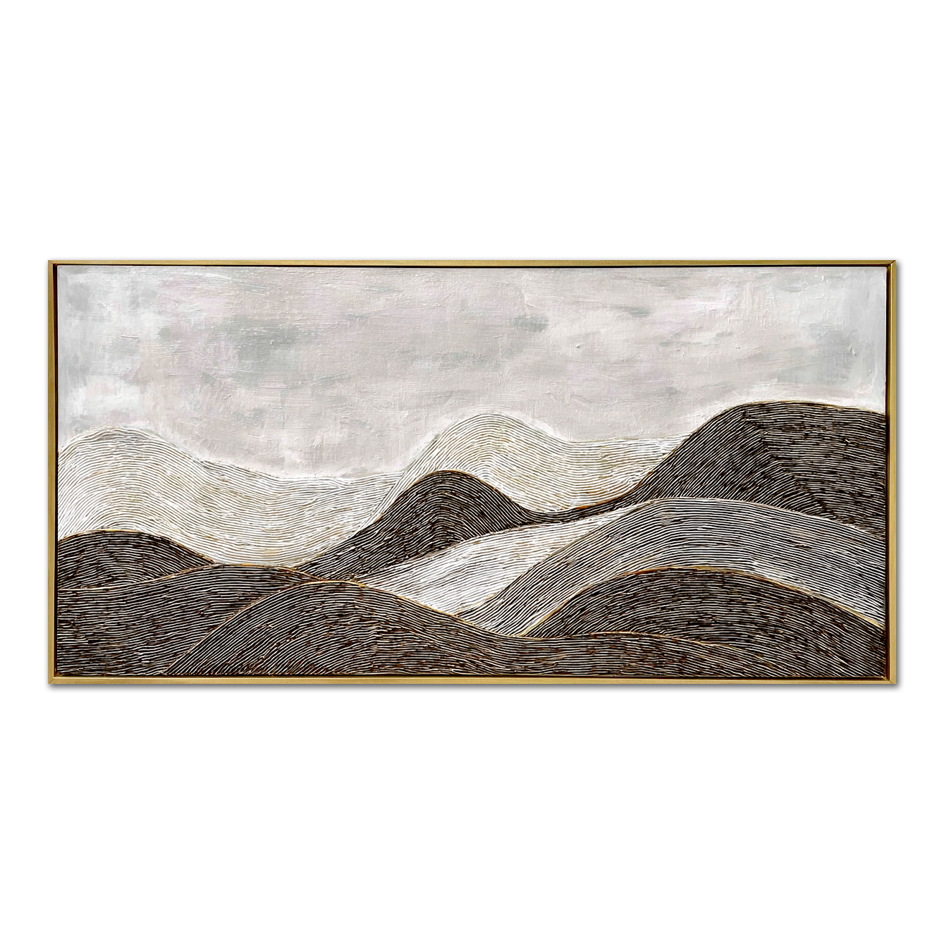Textured black and white abstract landscape of rolling hills with soft gray tones.