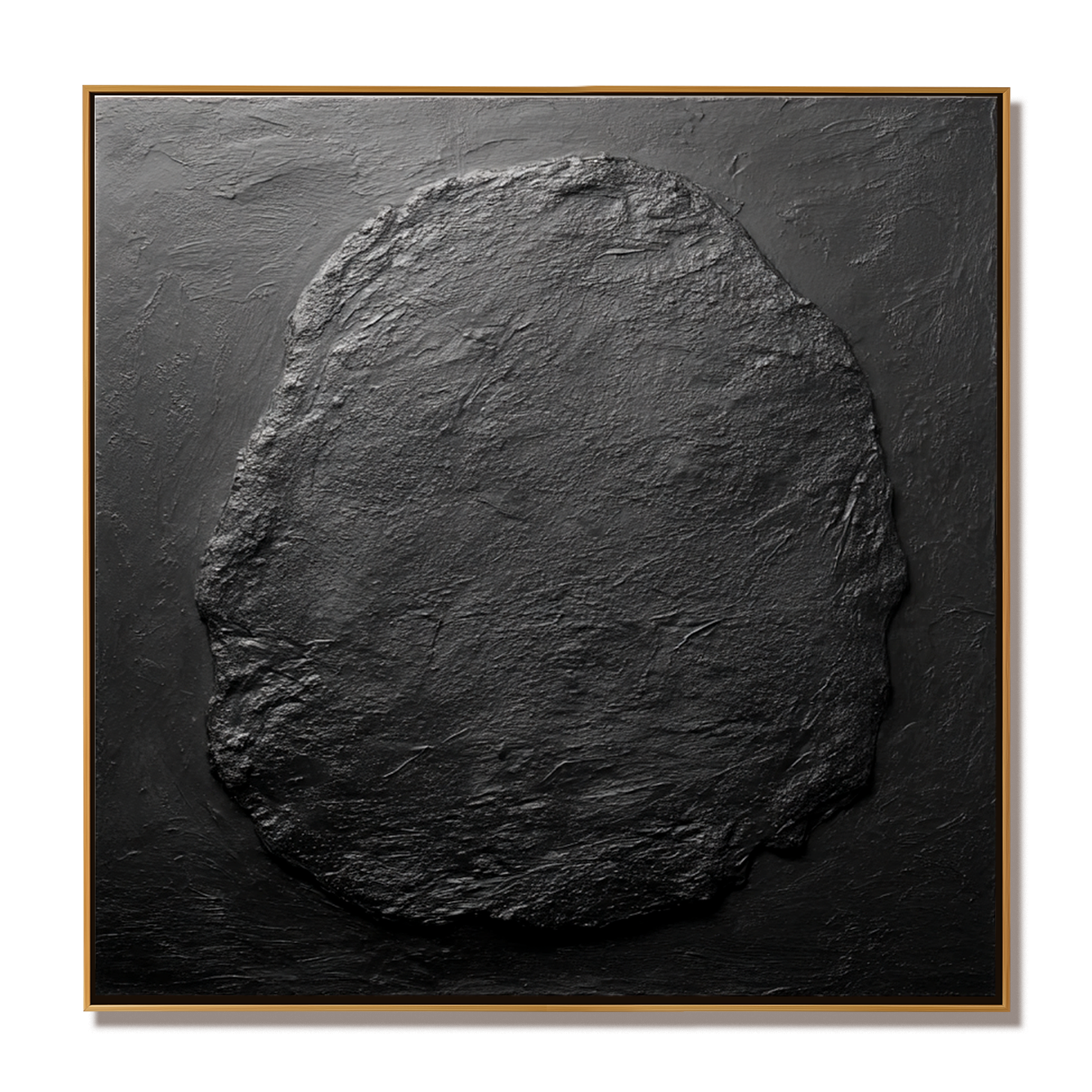 Abstract black textured artwork with organic form and unique texture