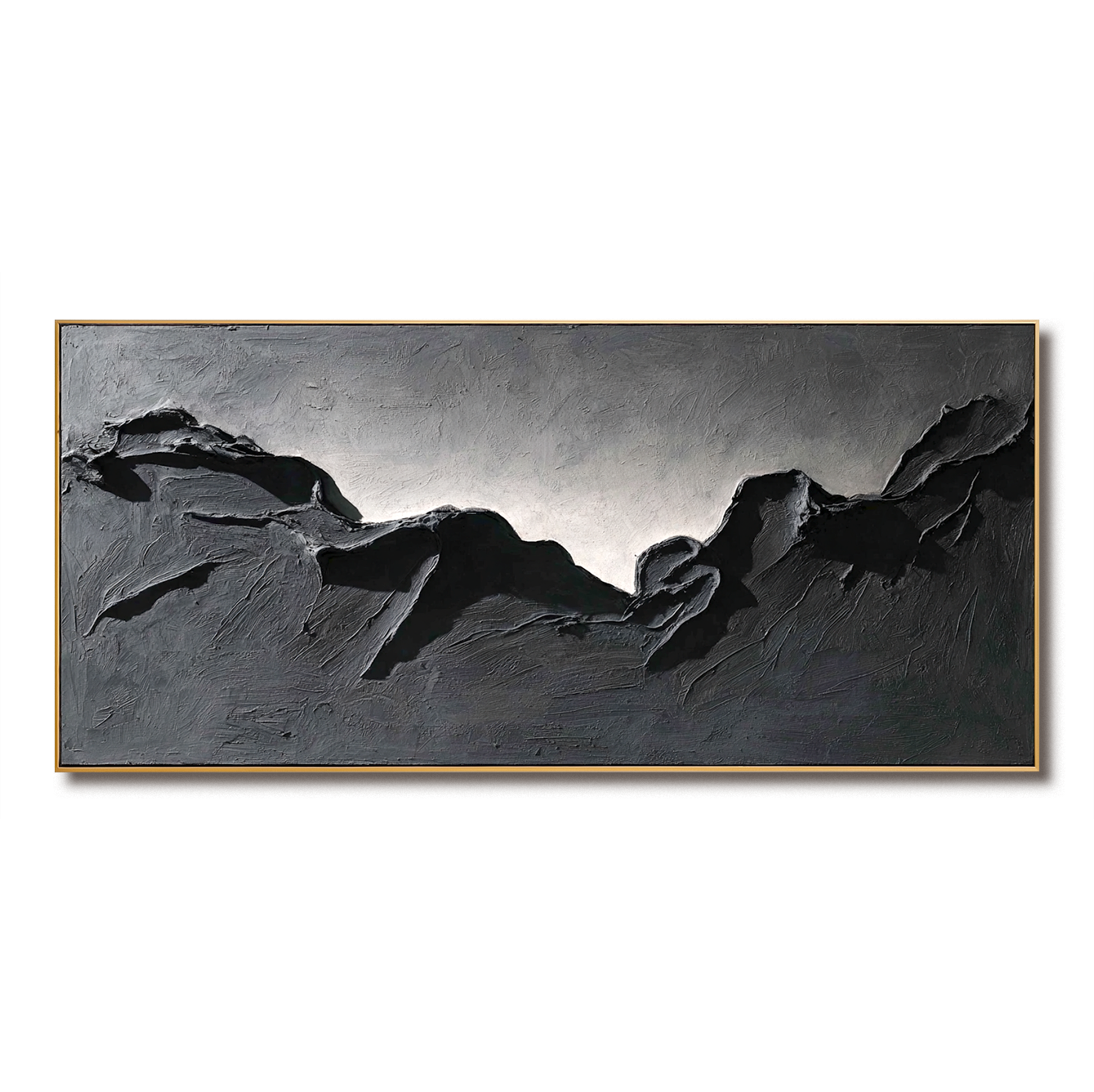 Abstract textured mountain landscape in black and white.